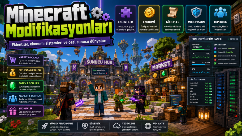 Minecraft plugin, eklenti paketi ve modlama yaparak para kazanma. Hellcore.com.tr farkıyla.